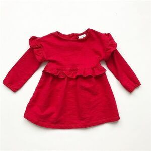 NEXT red sweatshirt  ruffle dress EUC 9-12 months